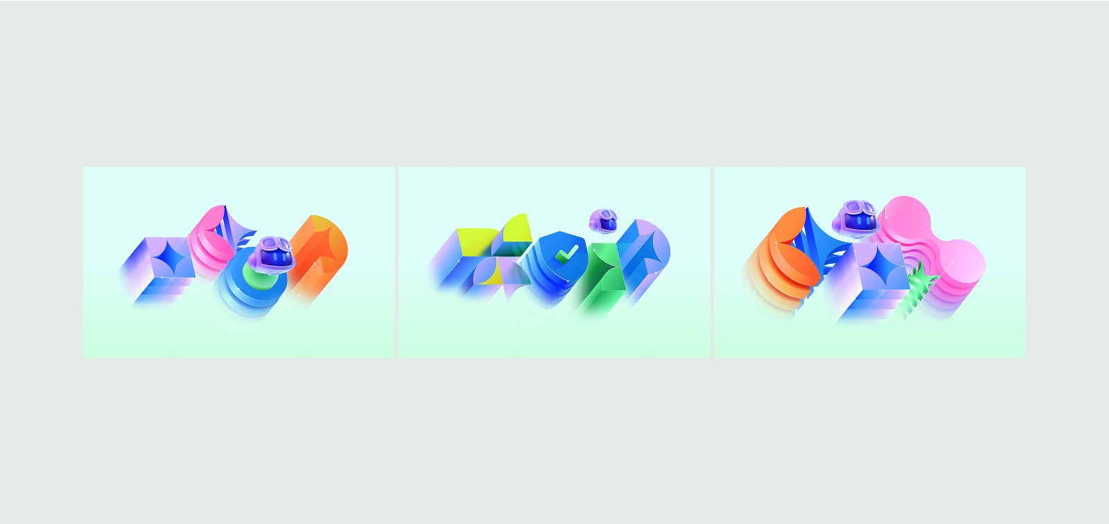 An example set of three of the key art illustrations.